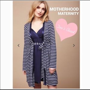 Blue pin striped maternity robe and gown